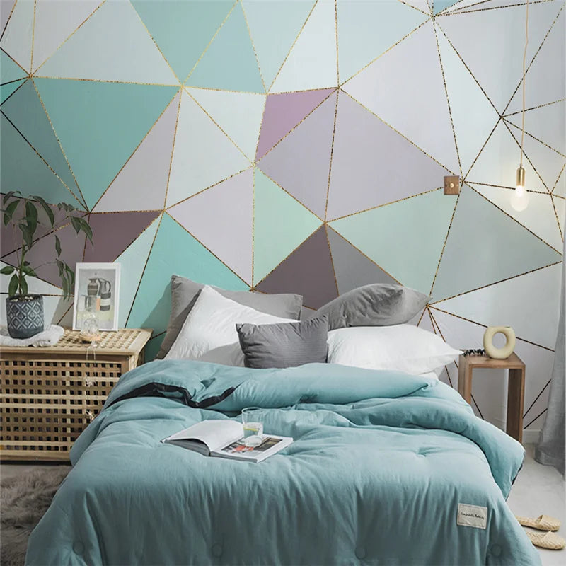 3D Geometric golden line wallpaper