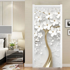 3D Stereo White Flowers Mural Wallpaper