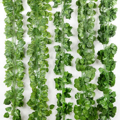 2.1M Artificial Plant Green Ivy Leaf Garland Silk Wall Hanging Vine Home Garden Decoration Wedding Party DIY Fake Wreath Leaves