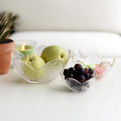 Textured Glass Flower Petal Bowls