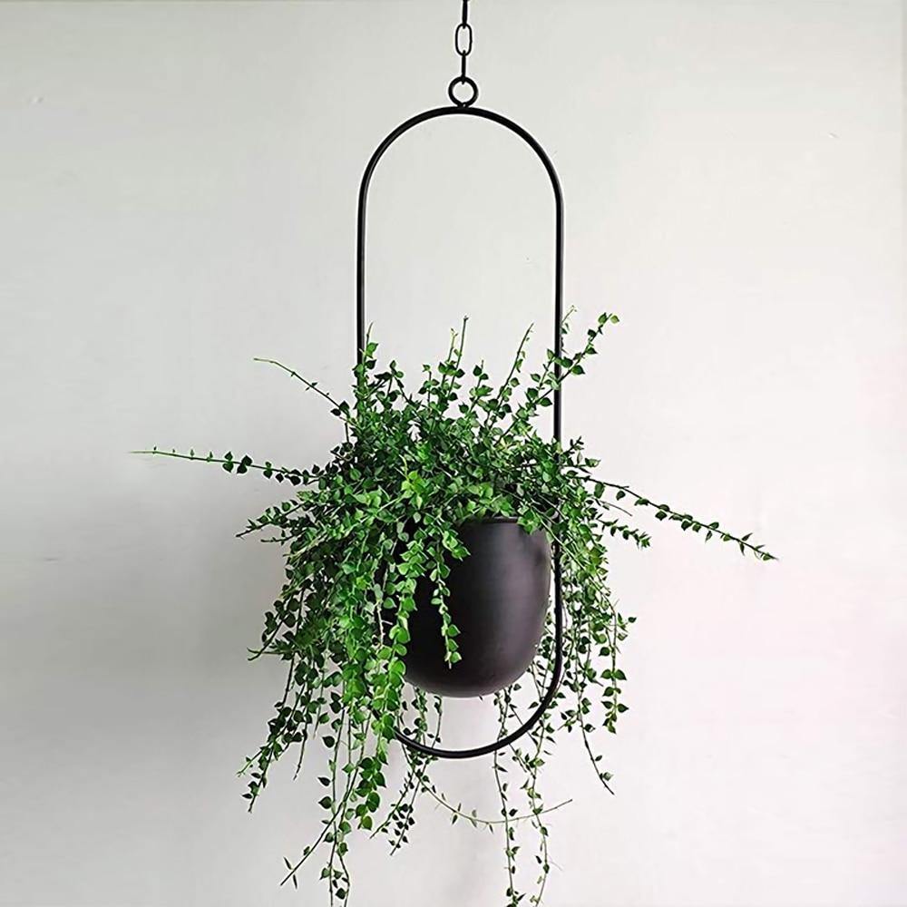 Halo Metal Hanging Planter Black / Oblong | Sage & Sill