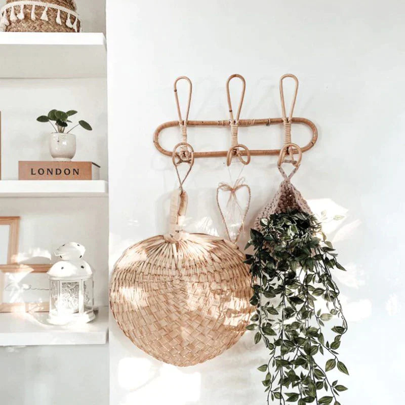 Rattan Trio Hook Wall Hanger